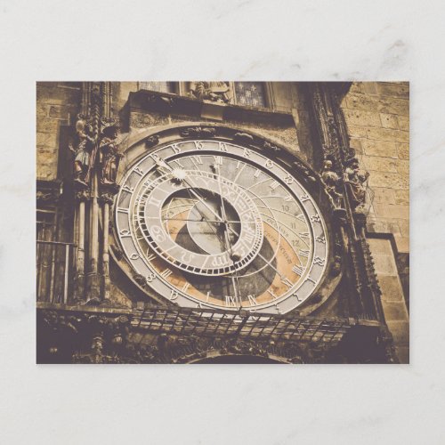 Astronomical Clock in Prague Czech Republic Postcard