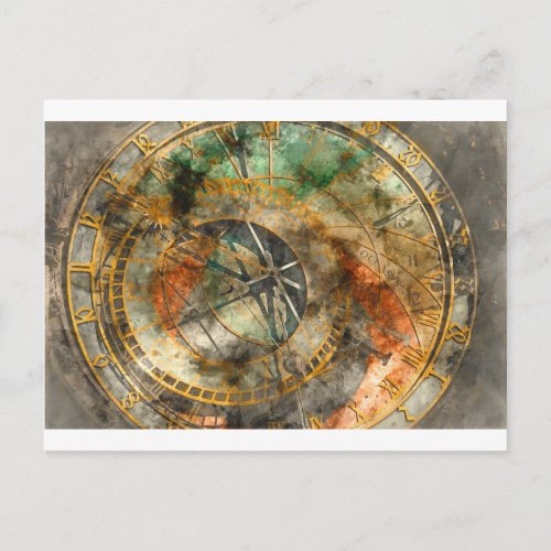 Astronomical Clock in Prague Czech Republic Postcard