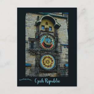 Astronomical Clock in Prague Czech Republic Postcard