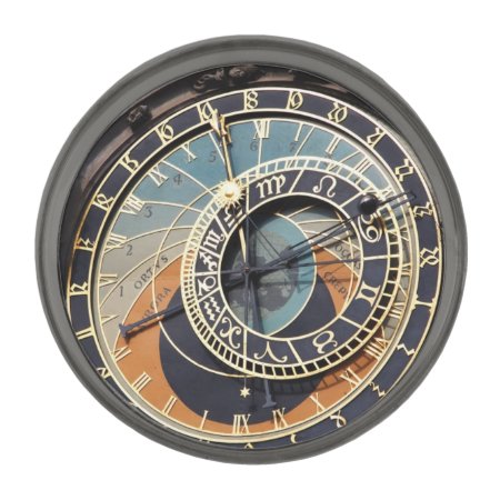 Astronomical Clock In Prague Gunmetal Finish Lapel Pin