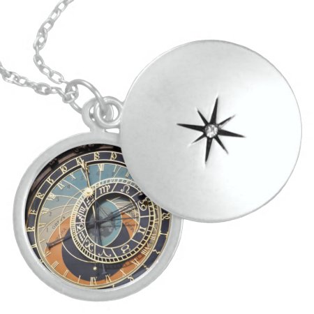 Astronomical Clock In Prague Sterling Silver Necklace