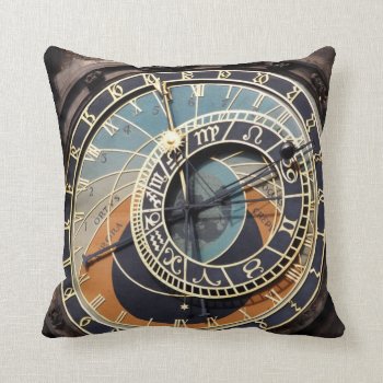 Astronomical Clock In Prague Throw Pillow by LeFlange at Zazzle