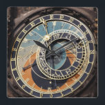 Astronomical Clock In Praque<br><div class="desc">photography in black blue and orange. detailed color photography of a  historical,  medieval landmark,  an old astronomical clock in prague  in europe with blue,  orange,  and brown,  astrology signs  and roman numerals. photography in blacks blues and oranges.</div>