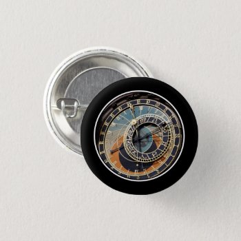 Astronomical Clock In Praque Button by LeFlange at Zazzle
