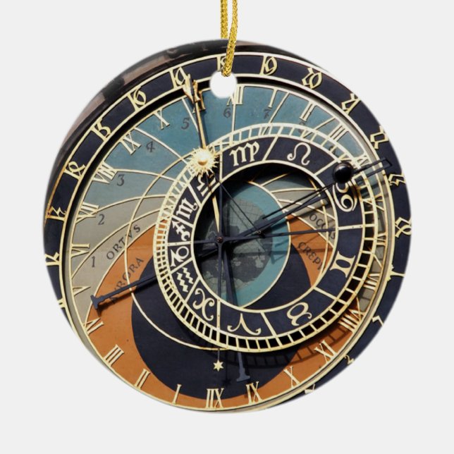 Astronomical Clock In Praque Ceramic Ornament (Front)