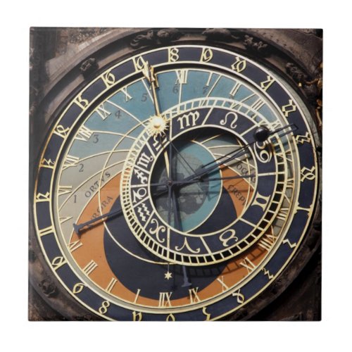 Astronomical Clock In Praque  Ceramic Tile