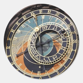 Astronomical Clock In Praque  Classic Round Sticker by LeFlange at Zazzle