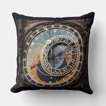 Astronomical Clock In Praque Throw Pillow by LeFlange at Zazzle