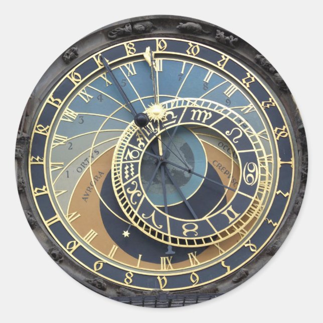 Astronomical Clock or Prague Orloj Classic Round Sticker (Front)