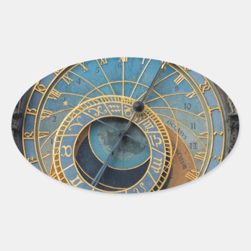 Astronomical clock Prague Orlog Czech Republic Oval Sticker