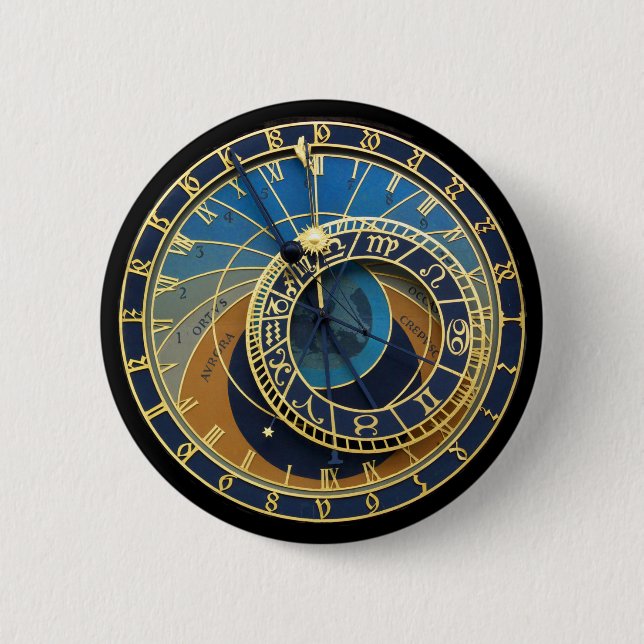 Astronomical Clock-Prague Orloj Pinback Button (Front)