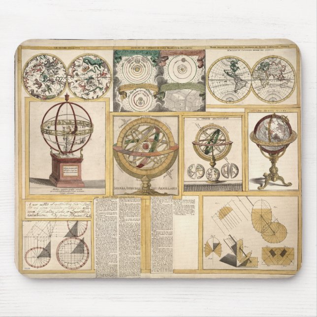 Astronomical Instruments Celestial Chart World Map Mouse Pad (Front)