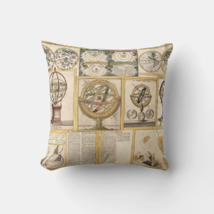 Astronomical Instruments Celestial Chart World Map Throw Pillow
