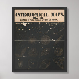 Astronomical Map Clusters of Stars, System, Nebula Framed Art