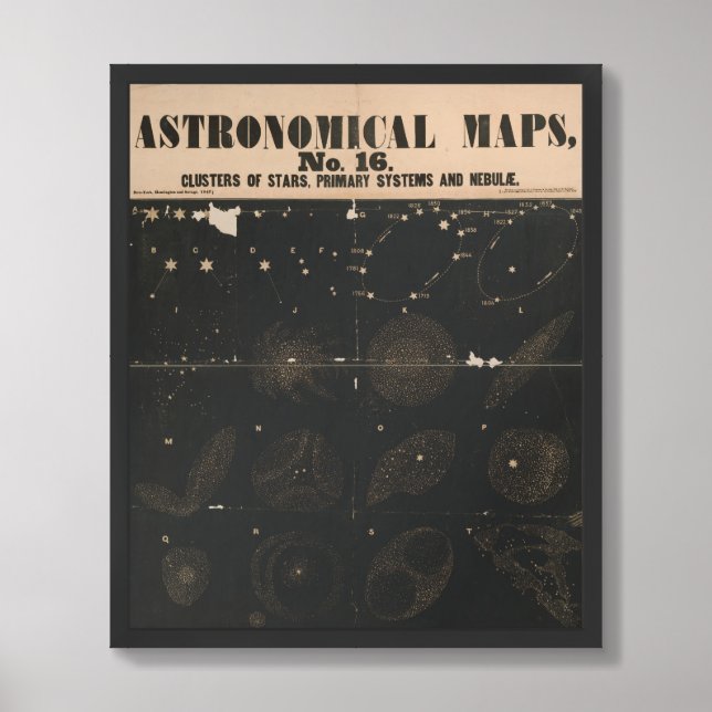 Astronomical Map Clusters of Stars, System, Nebula Framed Art (Framed Front)