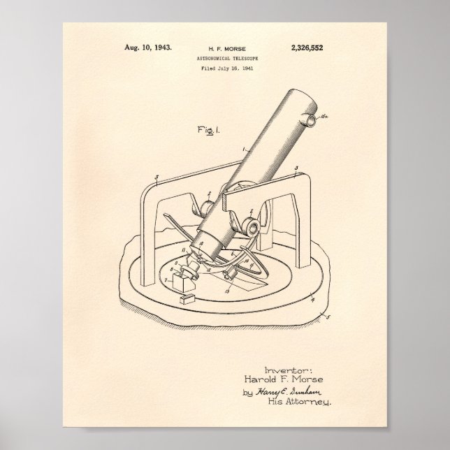 Astronomical Telescope 1943 Patent Art Old Peper Poster (Front)