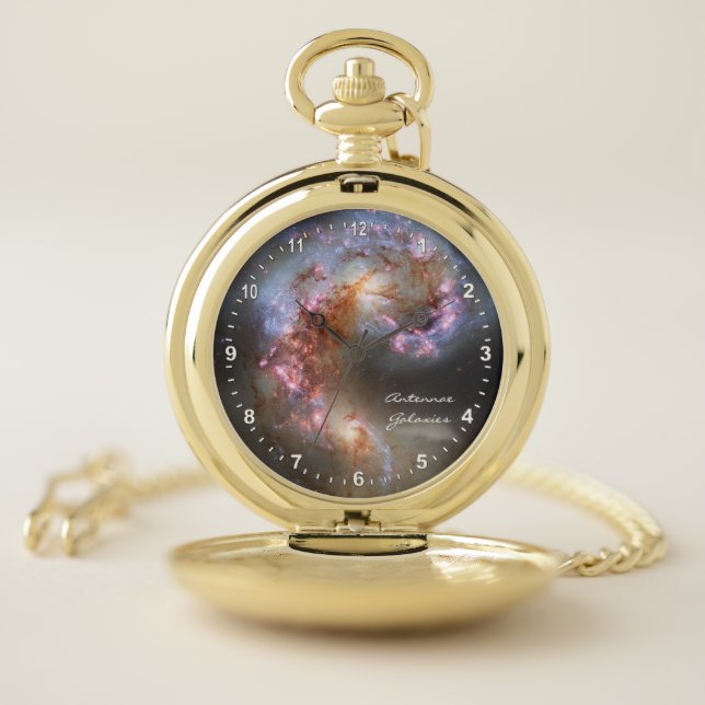 Astronomy & Antennae Galaxies Watch, Hubble Pocket Watch (Inside)