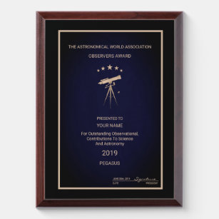 Astronomy Award Plaque