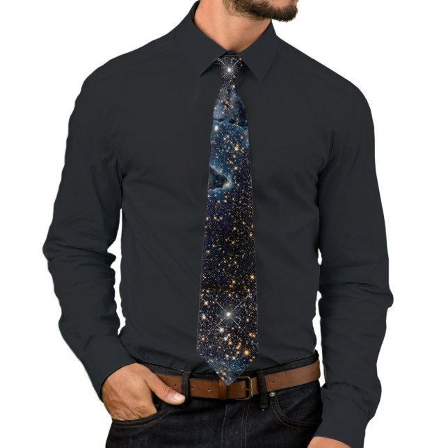 Astronomy Blue Night Sky Photo Neck Tie (Creator Uploaded)