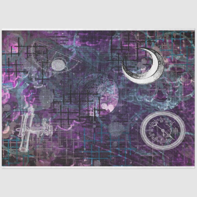 Astronomy Blue Sky Moon Abstract Ephemera Tissue Paper (Front)