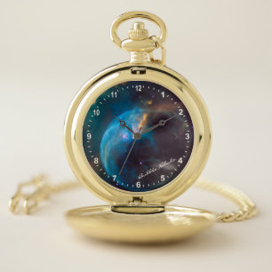 Astronomy & Bubble Nebula Watch, Hubble / Galaxy Pocket Watch