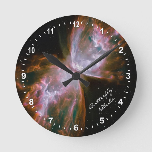 Astronomy & Butterfly Nebula Clock, Hubble /Galaxy Round Clock (Front)