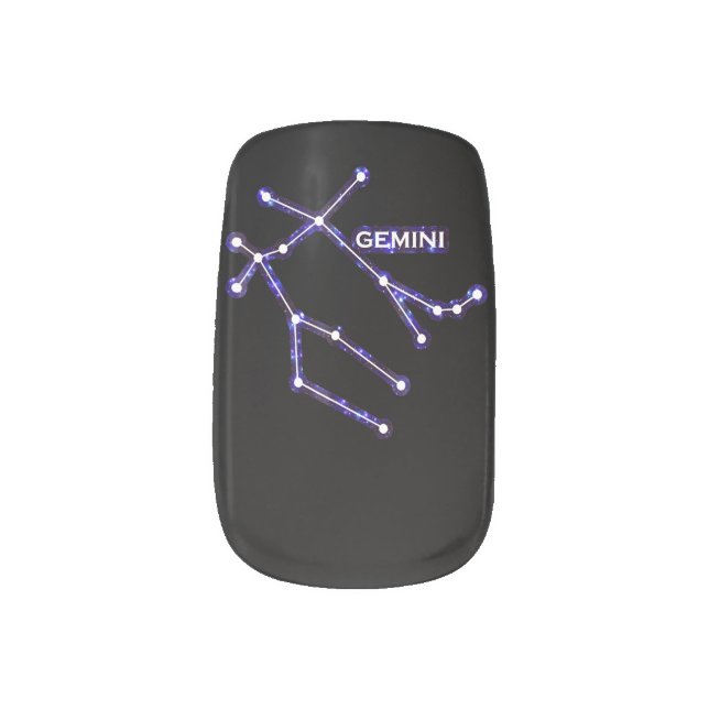 Astronomy Constellation - Astrology Zodiac Gemini Minx Nail Art (Left Thumb)