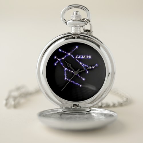 Astronomy Constellation _ Astrology Zodiac Gemini Pocket Watch