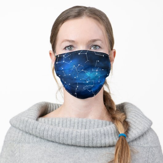 Astronomy Constellation Sky Map Pattern Adult Cloth Face Mask (Worn)