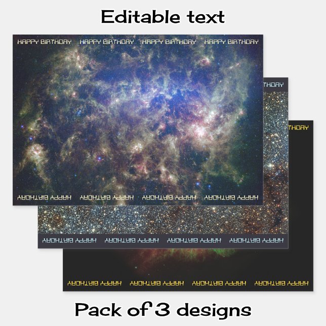 Astronomy custom text birthday wrapping paper sheets (Creator Uploaded)