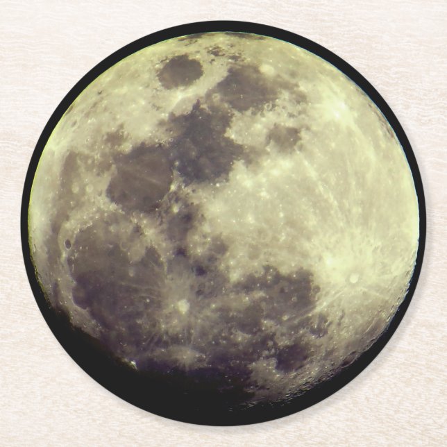 Astronomy | Detailed Moon Round Paper Coaster (Front)