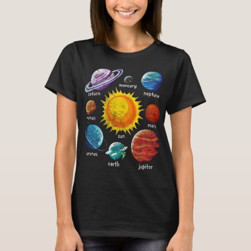 Astronomy Gift Planets and Sun Solar System T_Shirt
