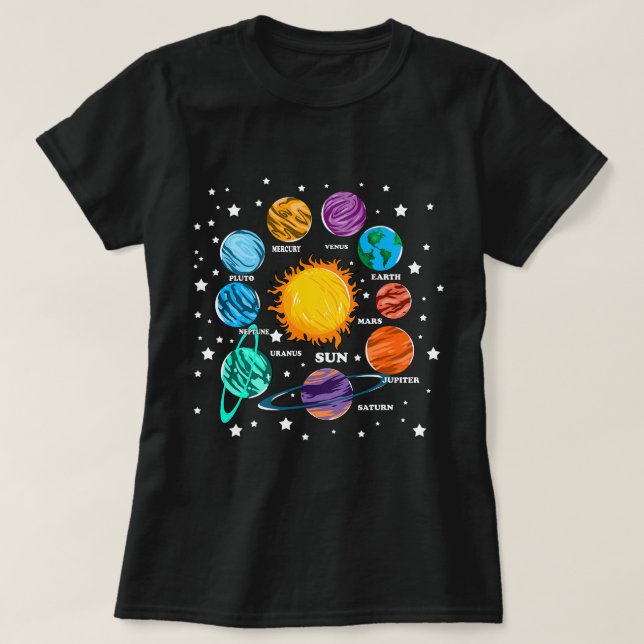 Astronomy Lover Kids Solar System Planets Sun Univ T-Shirt (Design Front)