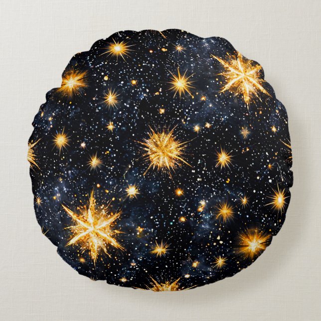 Astronomy Night Sky Celestial Stars Round Pillow (Front)