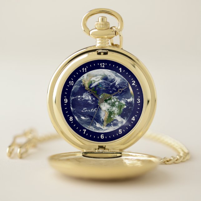 Astronomy & Planet Earth Watch, Blue Space Pocket Watch (Inside)