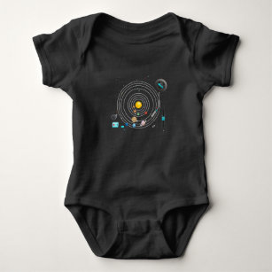 Astronomy Planets Vinyls Turntable DJ Solar System Baby Bodysuit
