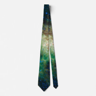 Astronomy Science Green Galaxy Stars Neck Tie