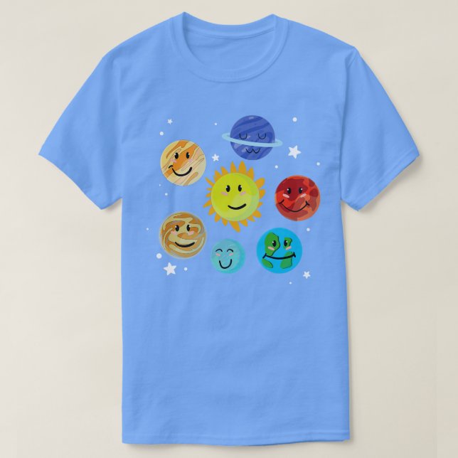 Astronomy Scientist Universe Solar System Cute Pla T-Shirt (Design Front)