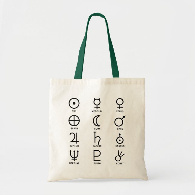 Astronomy, Solar System Symbols Tote Bag (Front)