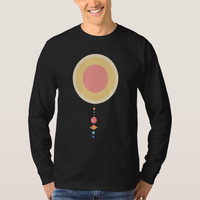 Astronomy Space Geeks Scale Model Solar System Pla T-Shirt (Front)