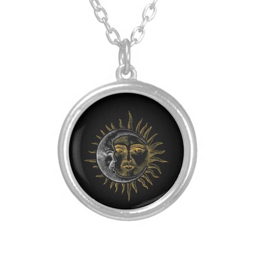 Astronomy Stars Sun Moon Planets Astronaut Silver Plated Necklace