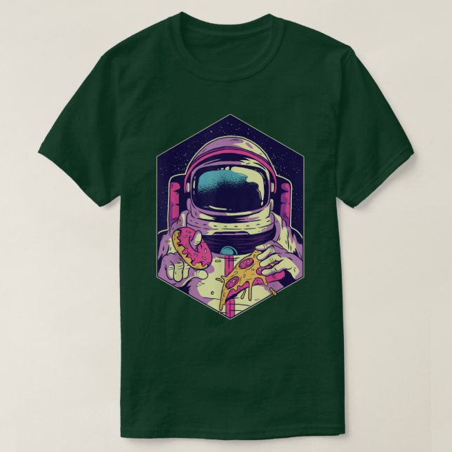 Astronout With Pizzaslice Pizza Astronaut T-Shirt (Design Front)