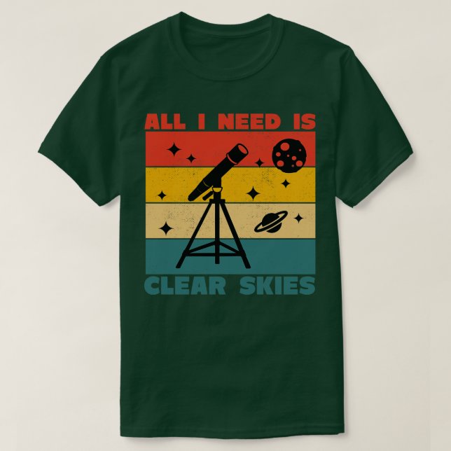 Astrophotography Telescope Clear Skies T-Shirt (Design Front)
