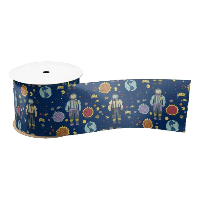 Astrounaut Space Man Colorful Satin Ribbon (Spool)