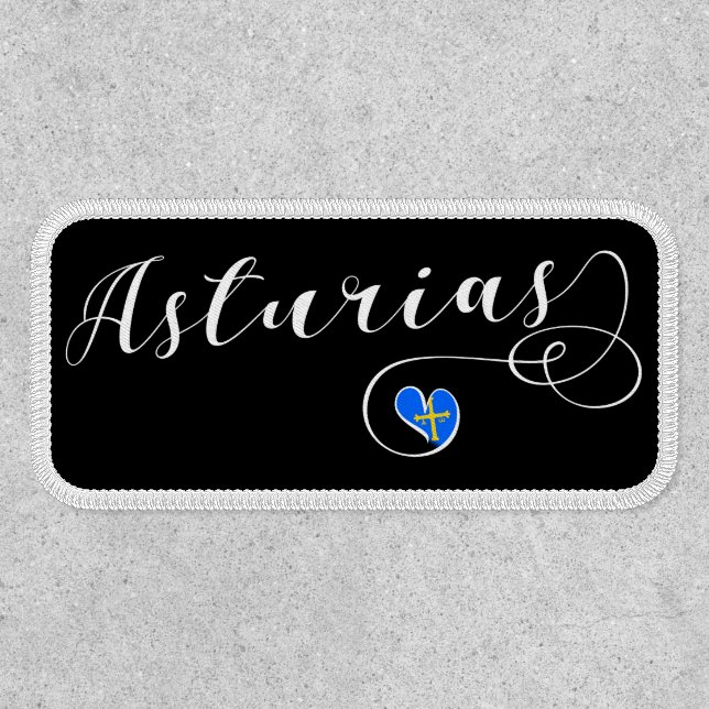 Asturias Flag Heart, Asturies, Spain Patch (Front)