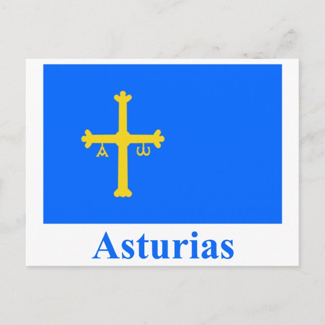 Asturias flag with name postcard (Front)