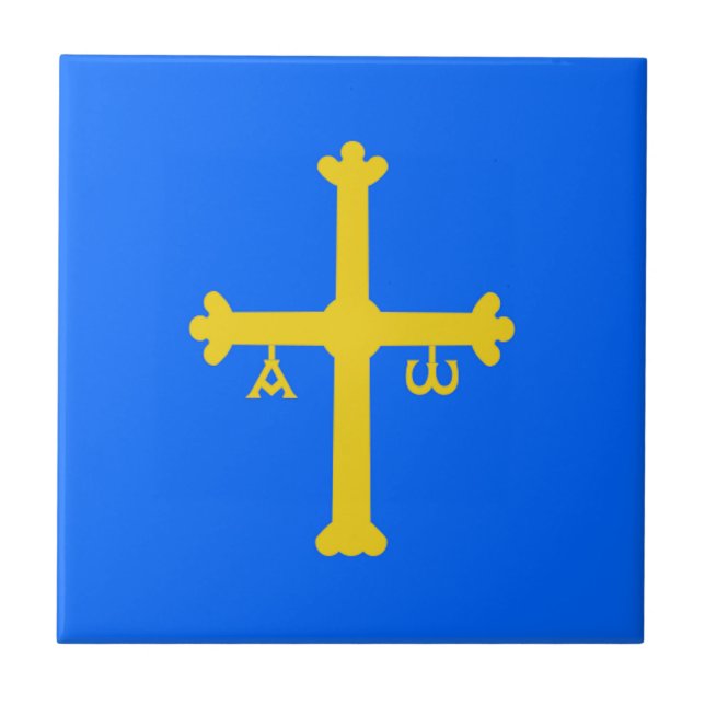 Asturias (Spain) Flag Ceramic Tile (Front)