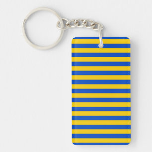 Asturias Sweden flag stripes yellow blue pattern c Keychain