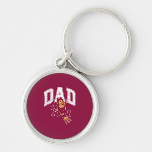 ASU Dad  Distressed Keychain