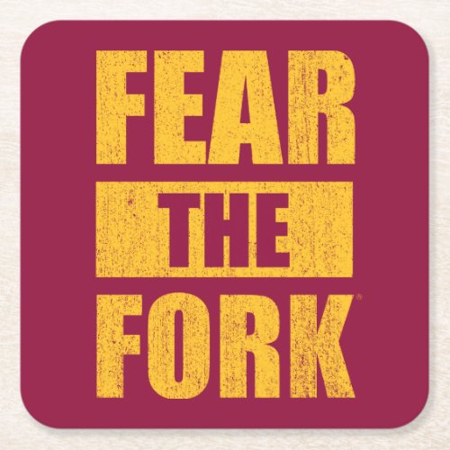 ASU Fear the Fork  Distressed Square Paper Coaster